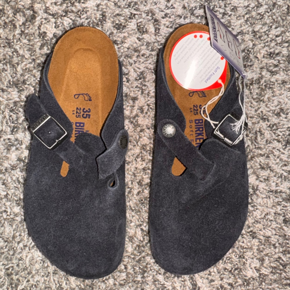 Birkenstock Women´s Boston Denim Navy Suede Sandals 35.0 W